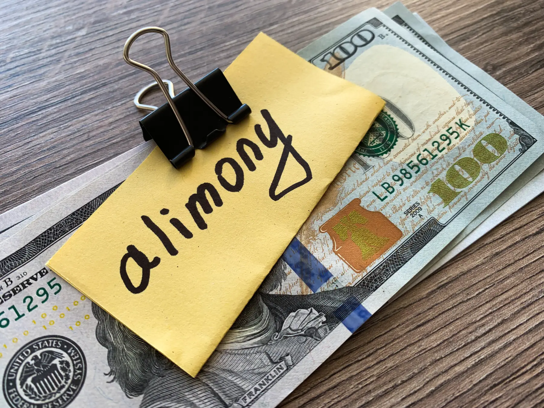 Pile Dollars with sign alimony and money