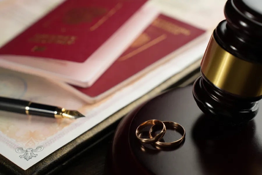 passports and marriage rings