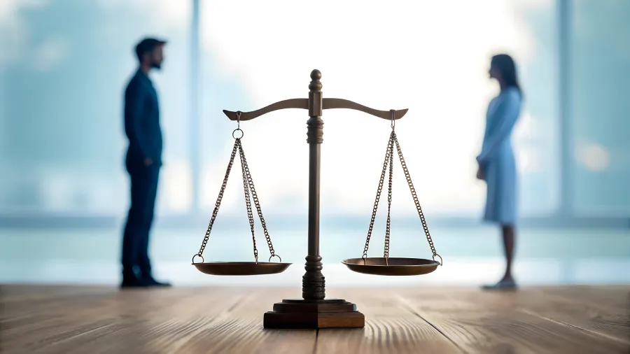 traditional justice scale between a man and woman