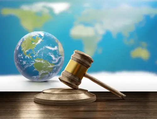 world map with gavel