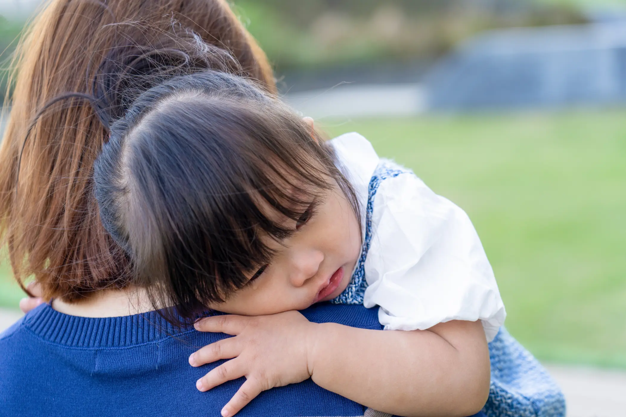 little girl receive love and hug from her mom