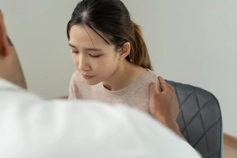 legal counsel encourages and shows empathy form woman suffering from domestic abuse